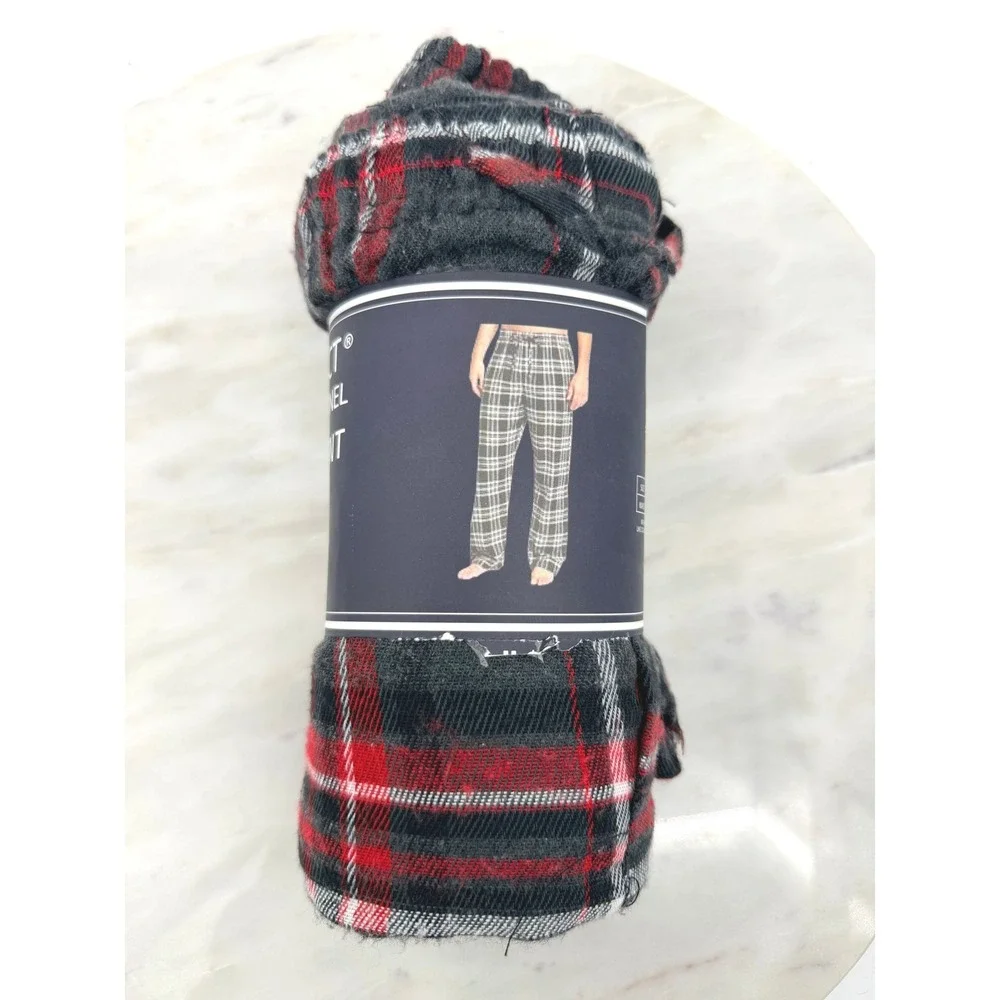 Architect Mens Flannel Sleep Pant XL Red Black White Plaid Pajama Bottoms NWT